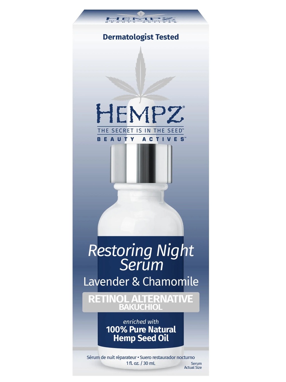 Hempz Restoring Night Serum Lavender & Chamomile (blue, white, silver)